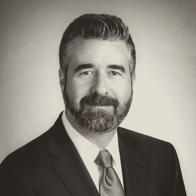 Erik Pritchard, founder of Align MSC, black and white portrait